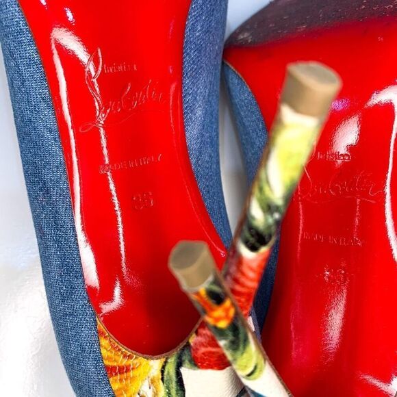 Christian Louboutin Pigalle Follies 100 Pumps EU 36 US 6 Blue Jean Denim Heels - Picture 9 of 9